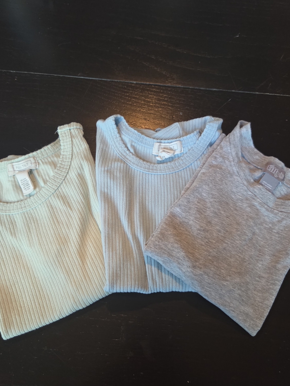 Girls Ribbed Tee - Light Blue, Cream & Heather Gray (Tilly's, Full TILT)